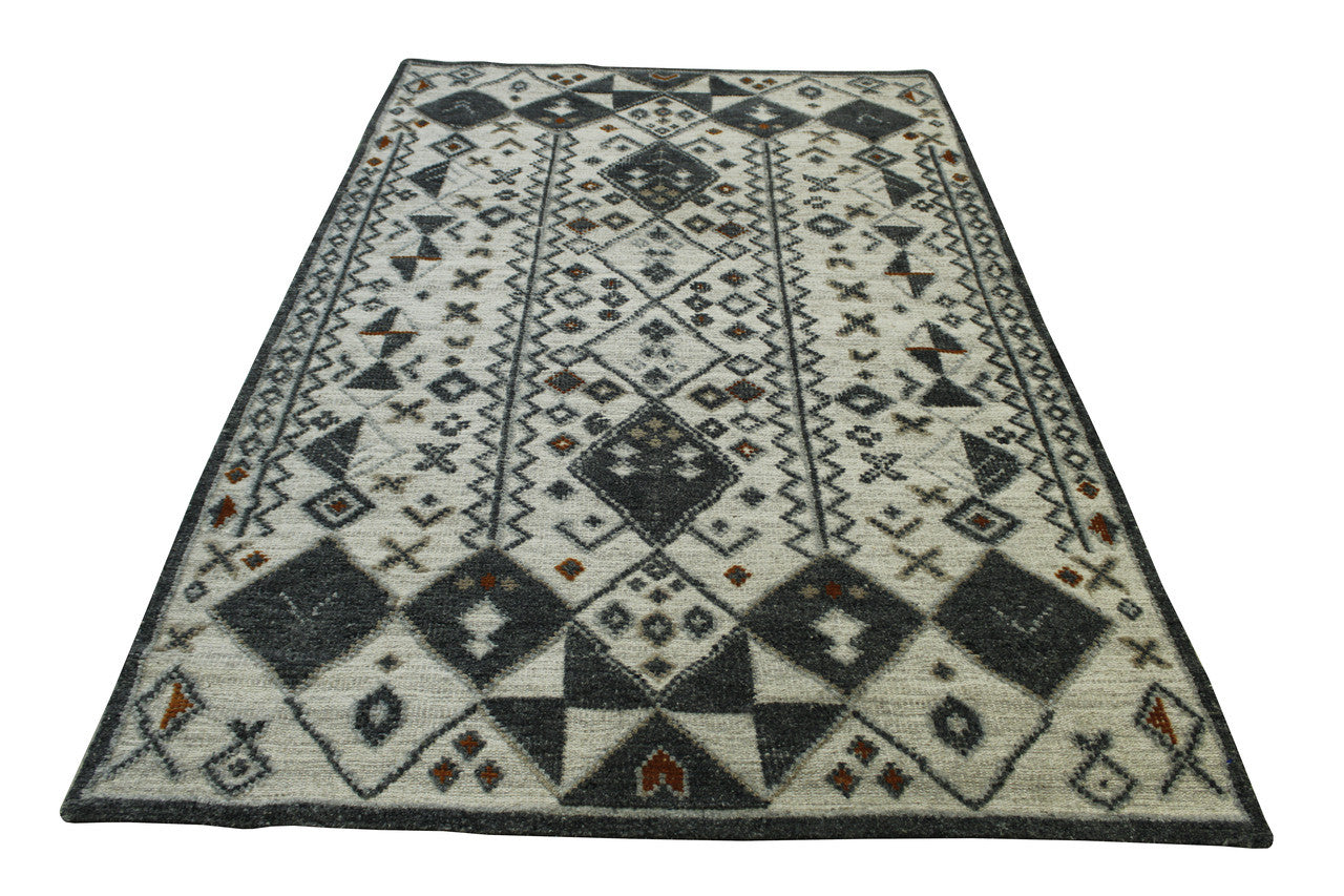 Tribal Morrocan Flatweave Wool Hand Knotted Rug 5.0X8.0 - w20043