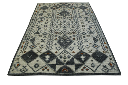 Tribal Morrocan Flatweave Wool Hand Knotted Rug 5.0X8.0 - w20043