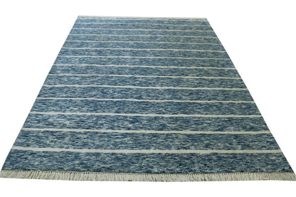 Modern Silken Stripes Design Wool/silk Hand Knotted Rug 5.0X8.0 - w2249