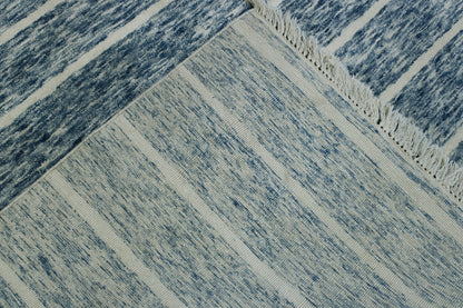 Modern Silken Stripes Design Wool/silk Hand Knotted Rug 5.0X8.0 - w2249