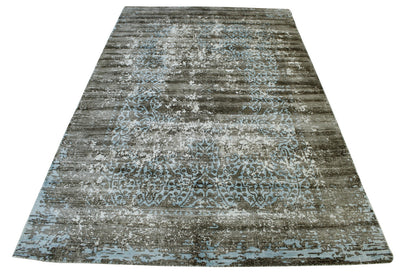 Modern Abstract Design Viscose Hand Loom Rug 5.0X8.0 - w5143