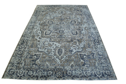 Modern Broken Heriz Design Viscose Hand Loom Rug 5.0X8.0 - w5146