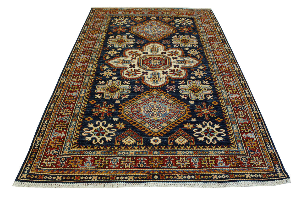 Tribal Super Fine Kazak Wool Hand Knotted Rug 5.0X8.0 - w3056