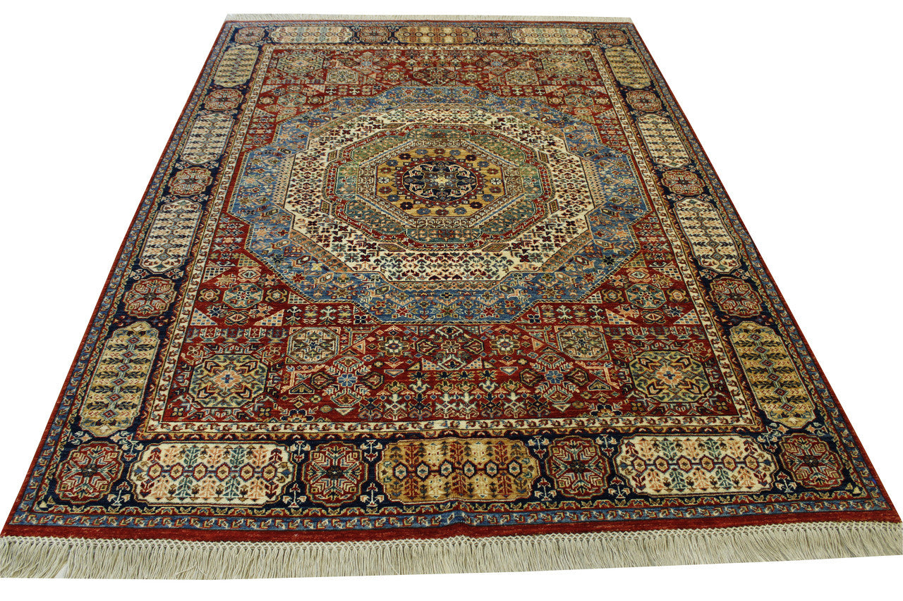 Tribal Mamluk Design Wool Hand Knotted Rug 5.0X8.0 - W3057