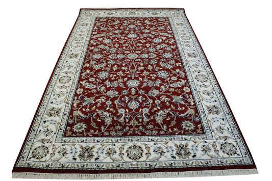 Traditional Fine Nain Wool Hand Knotted Rug 5.0X8.0 - w20246