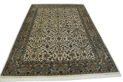 Traditional Mir Design Wool Hand Knotted Rug 5.0X8.0 - w2257