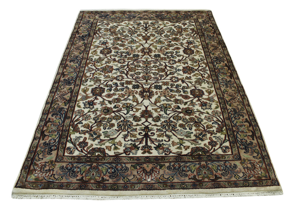 Traditional Mahal Design Wool Hand Knotted Rug 5.0X8.0 - w2207