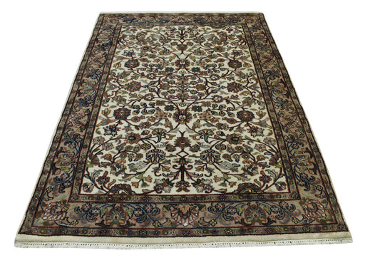 Traditional Mahal Design Wool Hand Knotted Rug 5.0X8.0 - w2207