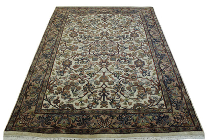 Traditional Mahal Design Wool Hand Knotted Rug 5.0X8.0 - w2207