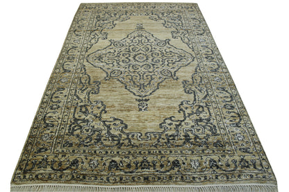 Natural Kerman Design Jute Hand Knotted Rug 5.0X8.0 - w2269