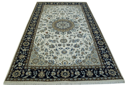 Traditional Fine Nain Wool Hand Knotted Rug 5.0X8.0 - w2375