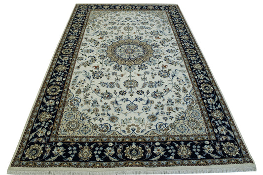 Traditional Fine Nain Wool Hand Knotted Rug 5.0X8.0 - w2375