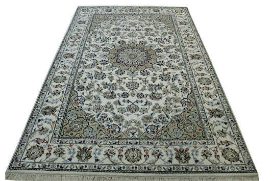 Traditional Fine Nain Wool/silk Hand Knotted Rug 5.0X8.0 - w20247