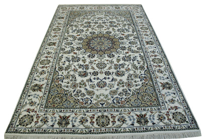 Traditional Fine Nain Wool/silk Hand Knotted Rug 5.0X8.0 - w20247