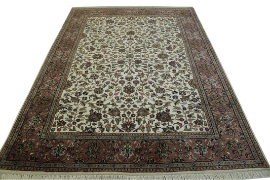 Traditional Mahal Design Wool Hand Knotted Rug 5.0X8.0 - w2266
