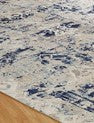 Round shape option, transitional silk rug in gray and navy blue