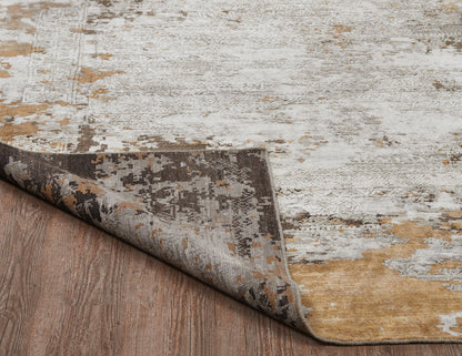 Rectangle shape option, transitional silk rug in beige and gray