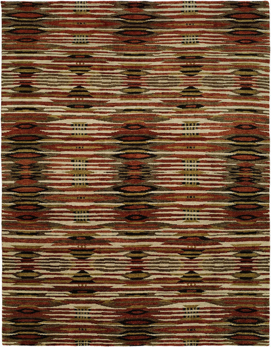 Hand Knotted Wool Ikat Rug KND3100