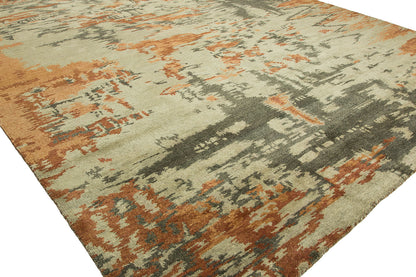 Round shape option, modern wool rug in beige and orange