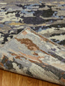 Square shape option, modern wool rug in gray and beige