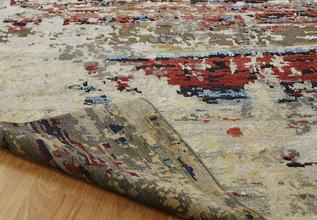 Hand Knotted Wool & Silk Modern Rug KNL3850