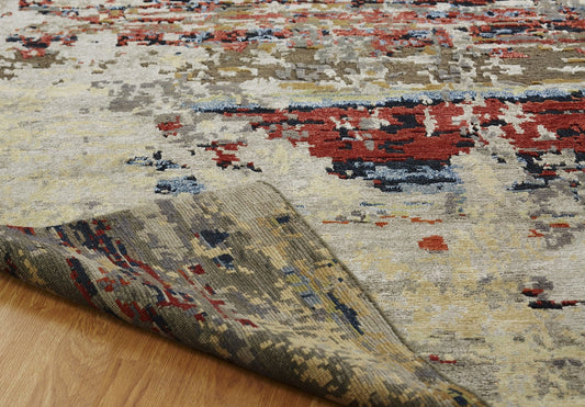 Hand Knotted Wool & Silk Modern Rug KNL3850