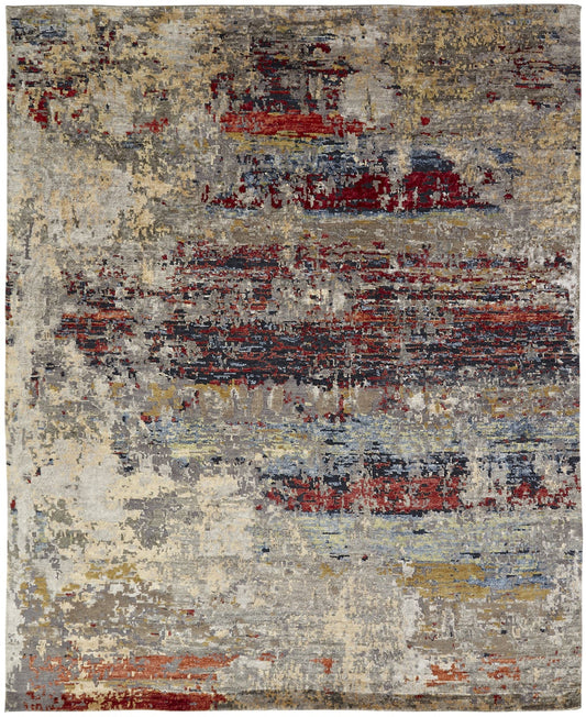 Hand Knotted Wool & Silk Modern Rug KNL3850