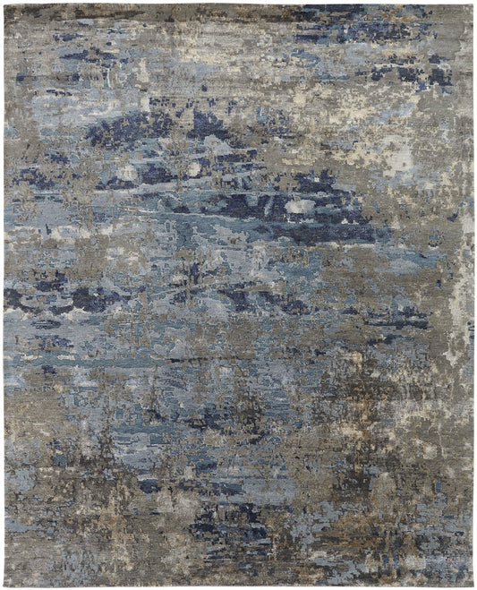 Hand Knotted Wool & Silk Modern Rug KNL3860