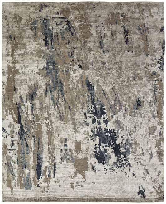 Hand Knotted Wool & Silk Modern Rug KNL3880