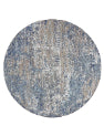 Gray and blue modern wool-silk rug in room setting