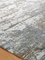 Round shape option, modern wool-silk rug in gray and blue