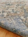Square shape option, modern wool-silk rug in gray and blue
