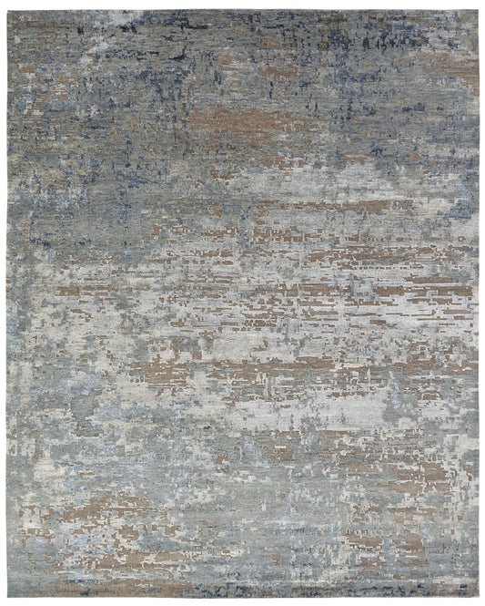 Hand Knotted Wool & Silk Modern Rug KNL3900