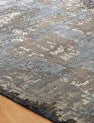 Round shape option, modern wool-silk rug in blue and gray