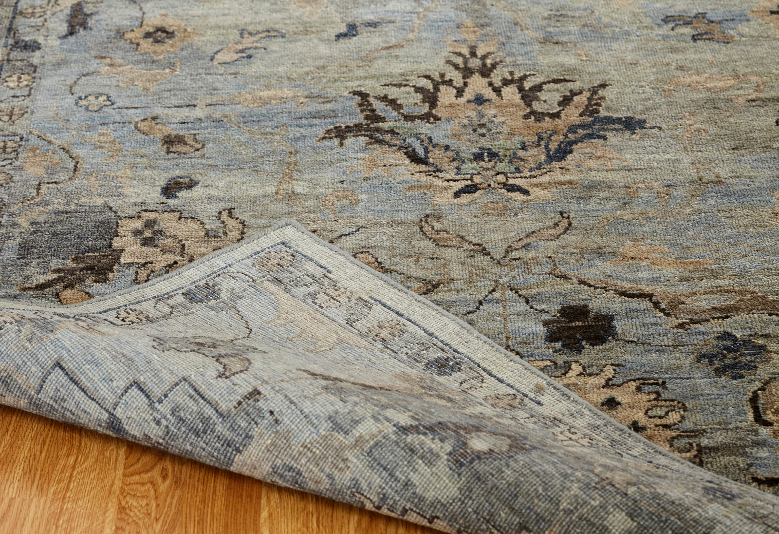 Square shape option, transitional wool rug in gray