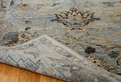 Square shape option, transitional wool rug in gray