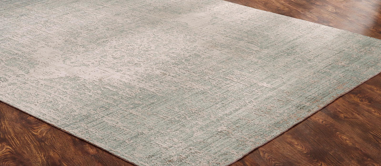 Round shape option, transitional wool-silk rug in gray