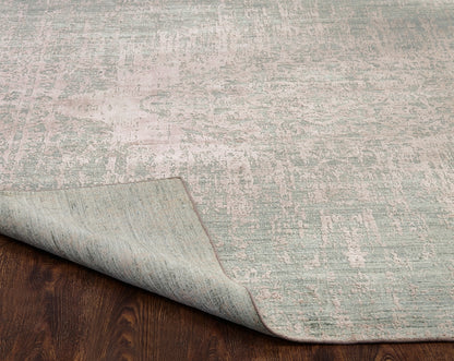 Square shape option, transitional wool-silk rug in gray