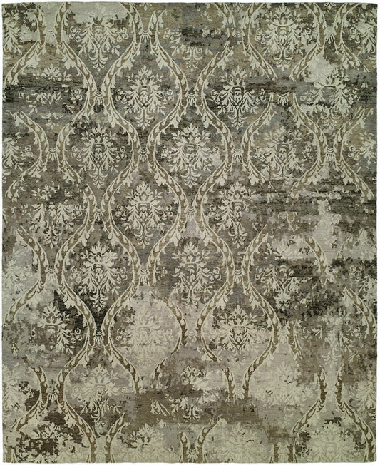 Hand Knotted Wool Ikat Rug KRM7420
