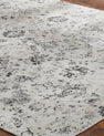 Round shape option, transitional silk rug in gray and white
