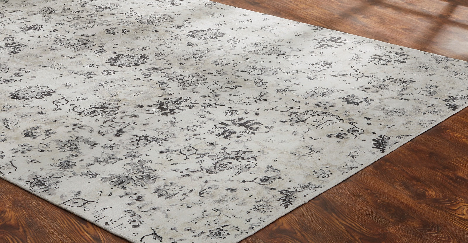 Round shape option, alternate view, transitional silk rug