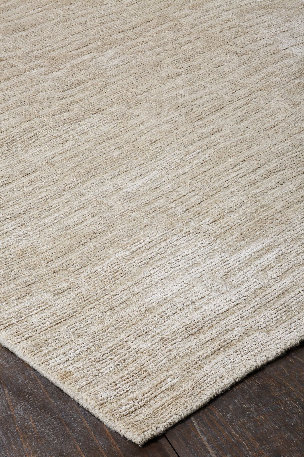Rectangle shape option, transitional wool-silk rug in beige