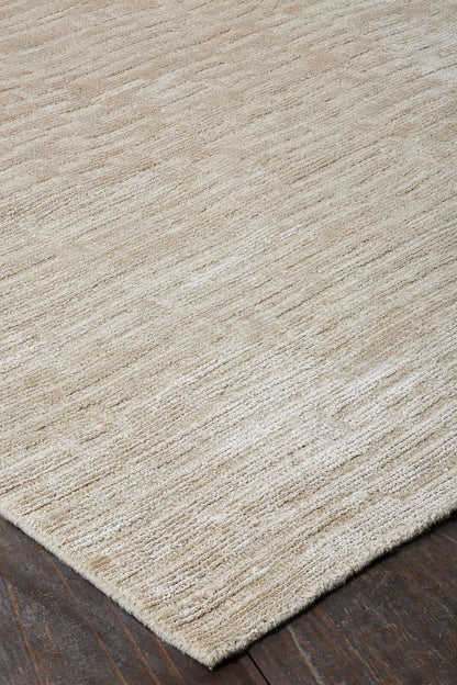 Rectangle shape option, transitional wool-silk rug in beige