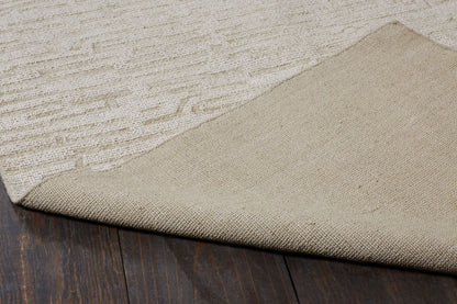 Square shape option, transitional wool-silk rug in beige