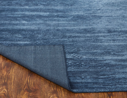 Square shape option, transitional wool-silk rug in blue