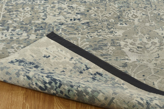 Hand Knotted Wool & Natural Silk Modern Rug KTN3770