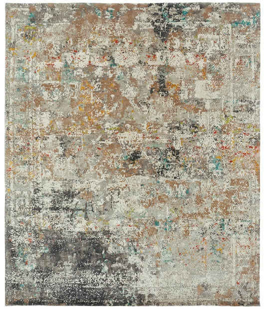 Hand Knotted Wool & Natural Silk Modern Rug KTN3790