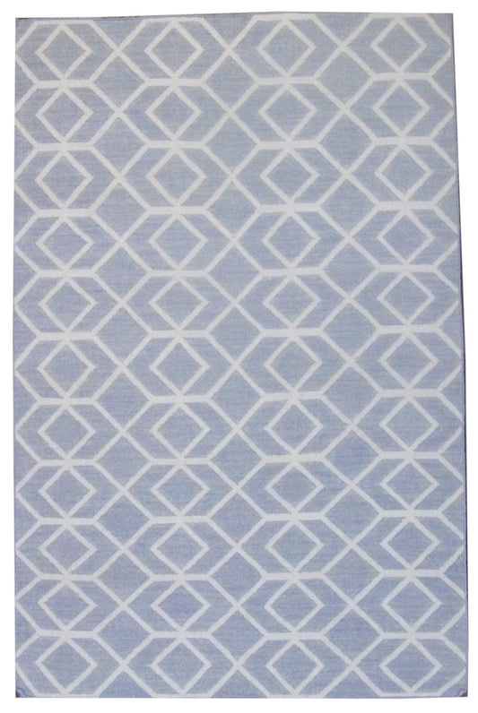 Flatweave Modern Coastal Hand knotted  Wool Rug 5'0" x 8'0" - W820