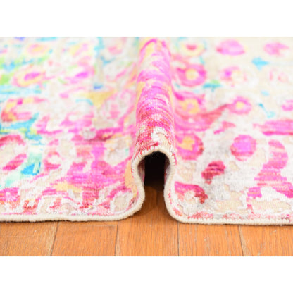 Transitional Hand-Knotted Sari Silk Rug in Blue — 9' x 12' | SKU O078735
