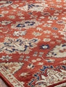 Round shape option, Southwest tribal wool rug in rust and beige